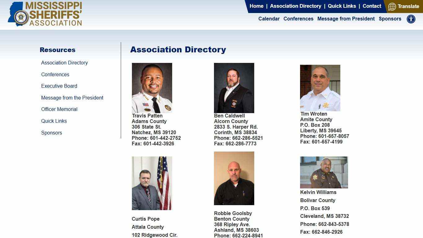 Association Directory | Mississippi Sheriffs' Association | Jackson, Mississippi