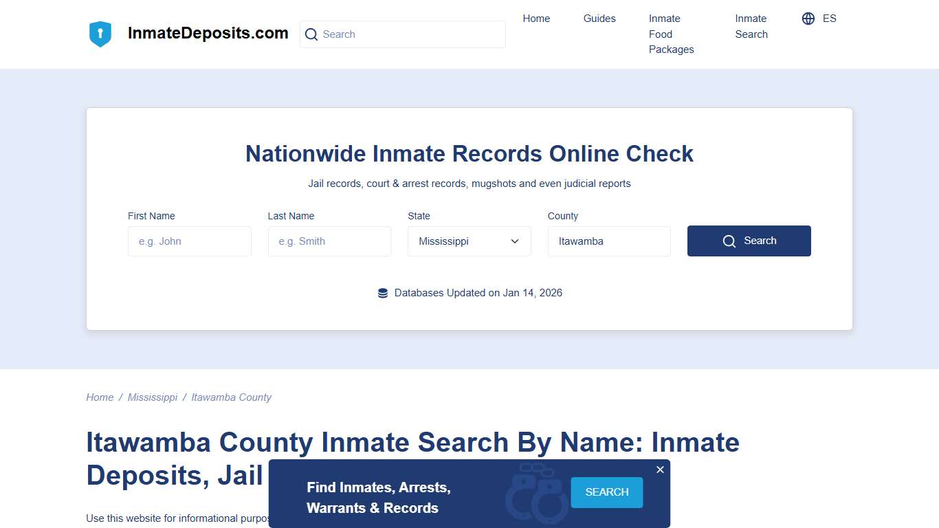 Itawamba County, MS Inmate Lookup, Inmate Deposits, Jail Info