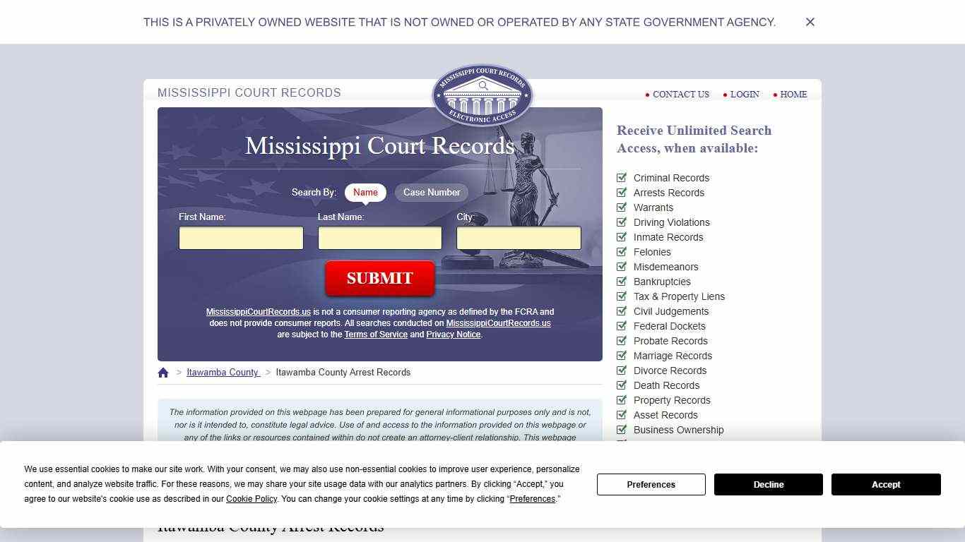 Itawamba County Arrest Records | MississippiCourtRecords.us